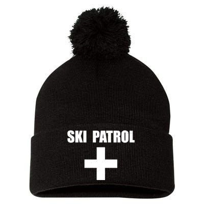 Skiing First Aid Winter Ski Patrol Pom Pom 12in Knit Beanie