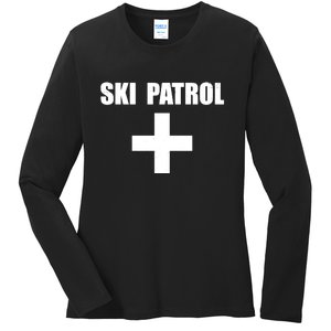 Skiing First Aid Winter Ski Patrol Ladies Long Sleeve Shirt