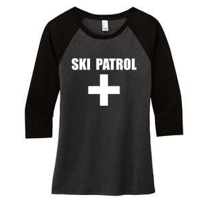 Skiing First Aid Winter Ski Patrol Women's Tri-Blend 3/4-Sleeve Raglan Shirt