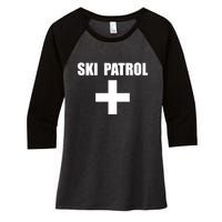 Skiing First Aid Winter Ski Patrol Women's Tri-Blend 3/4-Sleeve Raglan Shirt