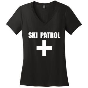 Skiing First Aid Winter Ski Patrol Women's V-Neck T-Shirt