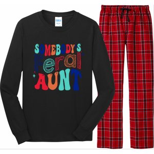 Somebodys Feral Aunt Groovy Mothers Day Cute Gift Long Sleeve Pajama Set