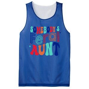 Somebodys Feral Aunt Groovy Mothers Day Cute Gift Mesh Reversible Basketball Jersey Tank