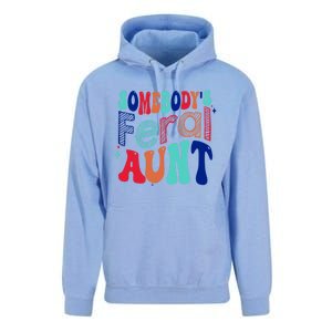 Somebodys Feral Aunt Groovy Mothers Day Cute Gift Unisex Surf Hoodie