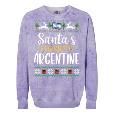 SantaS Favorite Argentine Argentina Ugly Christmas Sweater Colorblast Crewneck Sweatshirt