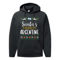 SantaS Favorite Argentine Argentina Ugly Christmas Sweater Performance Fleece Hoodie