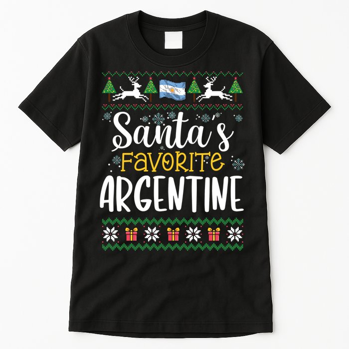 SantaS Favorite Argentine Argentina Ugly Christmas Sweater Tall T-Shirt