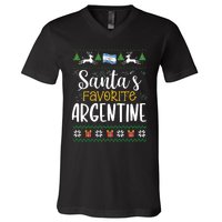 SantaS Favorite Argentine Argentina Ugly Christmas Sweater V-Neck T-Shirt