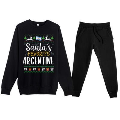 SantaS Favorite Argentine Argentina Ugly Christmas Sweater Premium Crewneck Sweatsuit Set