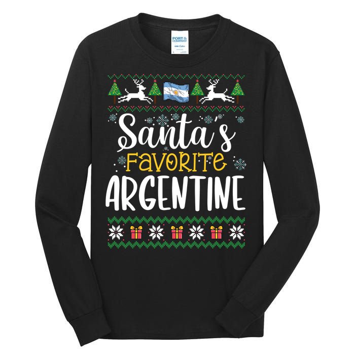 SantaS Favorite Argentine Argentina Ugly Christmas Sweater Tall Long Sleeve T-Shirt