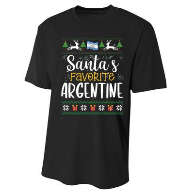 SantaS Favorite Argentine Argentina Ugly Christmas Sweater Performance Sprint T-Shirt