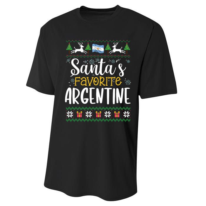 SantaS Favorite Argentine Argentina Ugly Christmas Sweater Performance Sprint T-Shirt