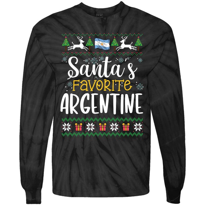 SantaS Favorite Argentine Argentina Ugly Christmas Sweater Tie-Dye Long Sleeve Shirt