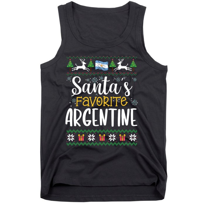 SantaS Favorite Argentine Argentina Ugly Christmas Sweater Tank Top