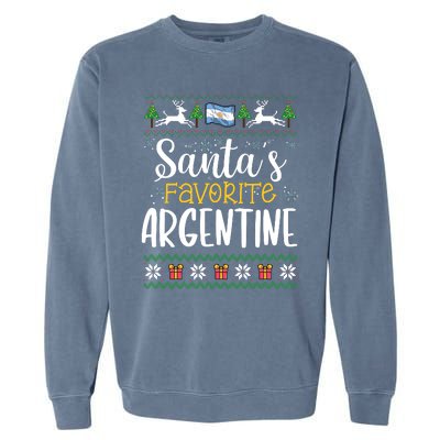 SantaS Favorite Argentine Argentina Ugly Christmas Sweater Garment-Dyed Sweatshirt