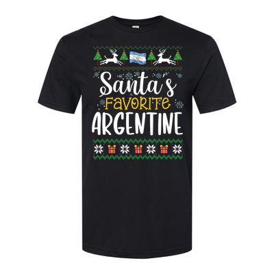 SantaS Favorite Argentine Argentina Ugly Christmas Sweater Softstyle CVC T-Shirt