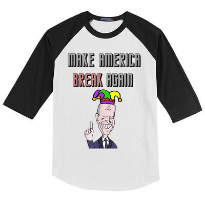 Socialdudtees Funny Anti Joe Biden Make America Break Again Kids Colorblock Raglan Jersey