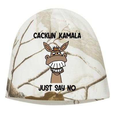 Socialdudtees Funny Anti Kamala Harris Laughing Donkey Kati - Camo Knit Beanie