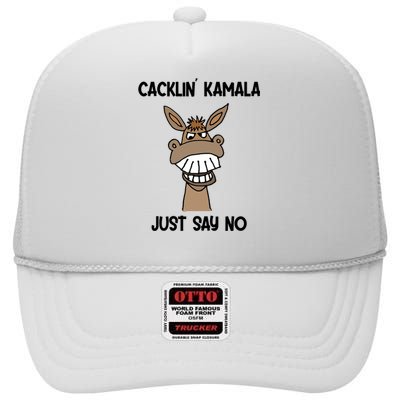 Socialdudtees Funny Anti Kamala Harris Laughing Donkey High Crown Mesh Back Trucker Hat