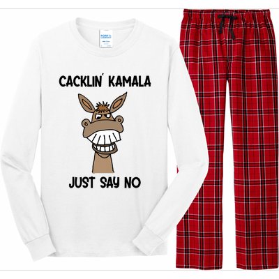 Socialdudtees Funny Anti Kamala Harris Laughing Donkey Long Sleeve Pajama Set