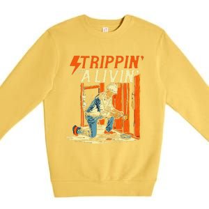 Stripping For A Living Electrician Work Powerline Electrical Premium Crewneck Sweatshirt