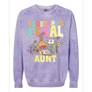 Somebody's Feral Aunt Opossum Wild Auntie Groovy Mushroom Colorblast Crewneck Sweatshirt