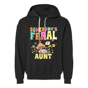 Somebody's Feral Aunt Opossum Wild Auntie Groovy Mushroom Garment-Dyed Fleece Hoodie