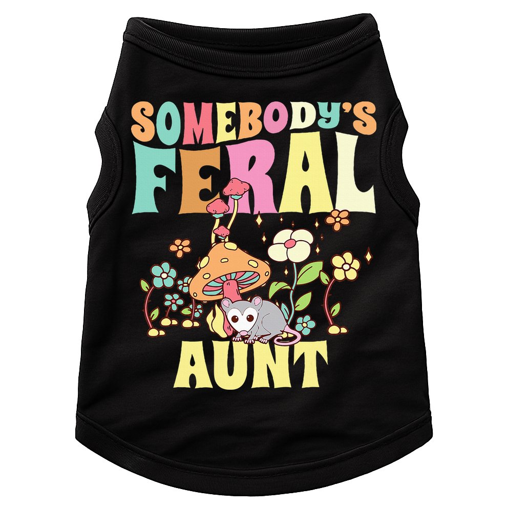Somebody's Feral Aunt Opossum Wild Auntie Groovy Mushroom Doggie Tank