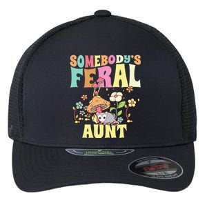 Somebody's Feral Aunt Opossum Wild Auntie Groovy Mushroom Flexfit Unipanel Trucker Cap