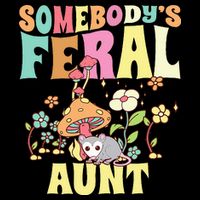 Somebody's Feral Aunt Opossum Wild Auntie Groovy Mushroom Long Sleeve Shirt