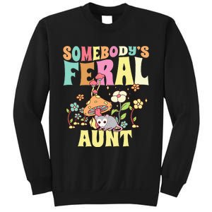 Somebody's Feral Aunt Opossum Wild Auntie Groovy Mushroom Sweatshirt