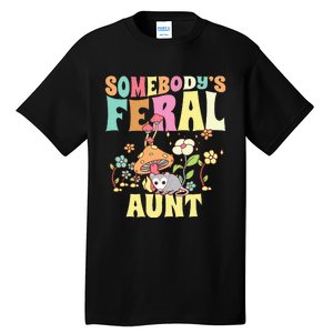 Somebody's Feral Aunt Opossum Wild Auntie Groovy Mushroom Tall T-Shirt