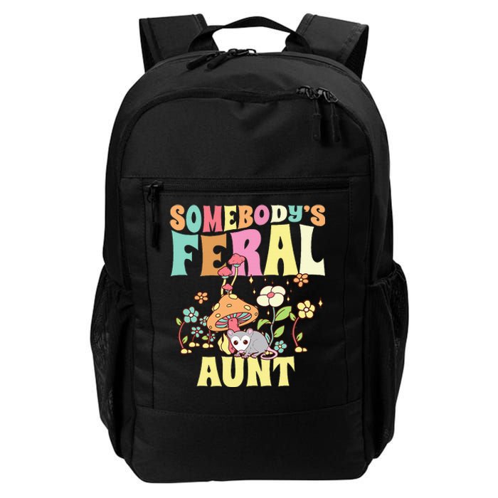 Somebody's Feral Aunt Opossum Wild Auntie Groovy Mushroom Daily Commute Backpack