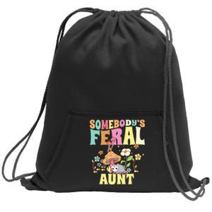 Somebody's Feral Aunt Opossum Wild Auntie Groovy Mushroom Sweatshirt Cinch Pack Bag