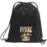 Somebody's Feral Aunt Opossum Wild Auntie Groovy Mushroom Sweatshirt Cinch Pack Bag