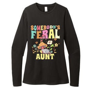 Somebody's Feral Aunt Opossum Wild Auntie Groovy Mushroom Womens CVC Long Sleeve Shirt