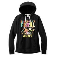 Somebody's Feral Aunt Opossum Wild Auntie Groovy Mushroom Women's Fleece Hoodie