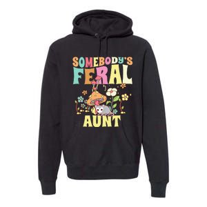 Somebody's Feral Aunt Opossum Wild Auntie Groovy Mushroom Premium Hoodie