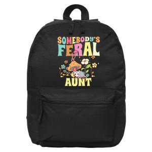 Somebody's Feral Aunt Opossum Wild Auntie Groovy Mushroom 16 in Basic Backpack