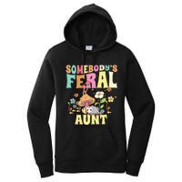 Somebody's Feral Aunt Opossum Wild Auntie Groovy Mushroom Women's Pullover Hoodie