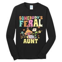 Somebody's Feral Aunt Opossum Wild Auntie Groovy Mushroom Tall Long Sleeve T-Shirt