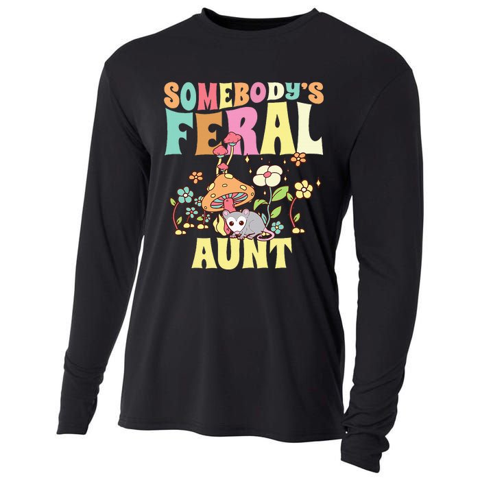 Somebody's Feral Aunt Opossum Wild Auntie Groovy Mushroom Cooling Performance Long Sleeve Crew