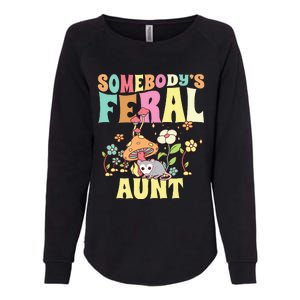 Somebody's Feral Aunt Opossum Wild Auntie Groovy Mushroom Womens California Wash Sweatshirt