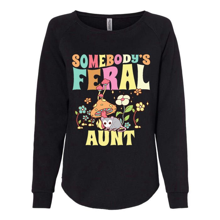 Somebody's Feral Aunt Opossum Wild Auntie Groovy Mushroom Womens California Wash Sweatshirt