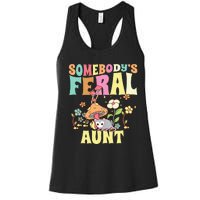 Somebody's Feral Aunt Opossum Wild Auntie Groovy Mushroom Women's Racerback Tank