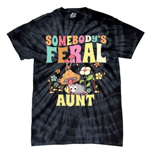 Somebody's Feral Aunt Opossum Wild Auntie Groovy Mushroom Tie-Dye T-Shirt