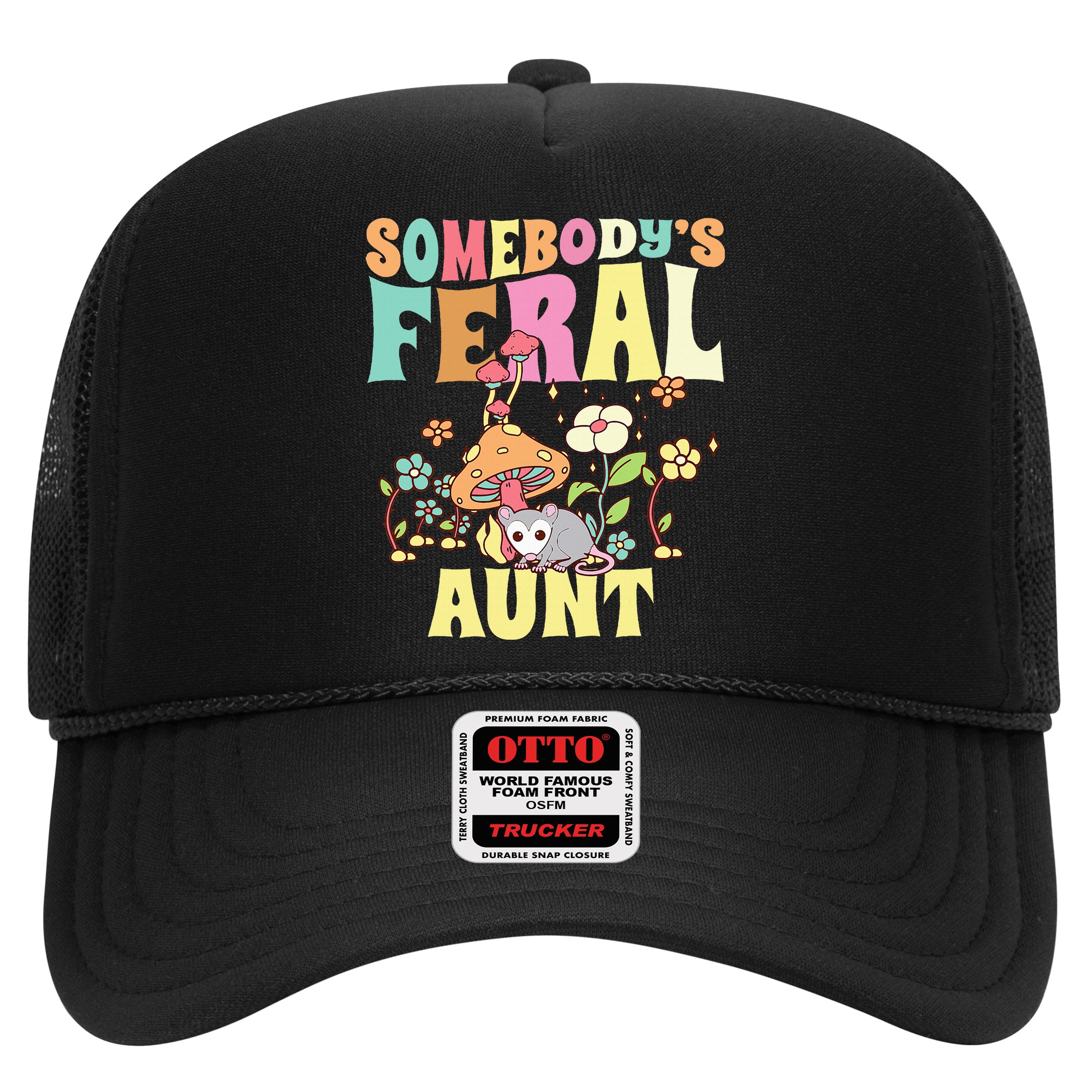 Somebody's Feral Aunt Opossum Wild Auntie Groovy Mushroom Hat