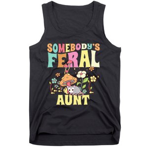 Somebody's Feral Aunt Opossum Wild Auntie Groovy Mushroom Tank Top