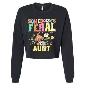 Somebody's Feral Aunt Opossum Wild Auntie Groovy Mushroom Cropped Pullover Crew