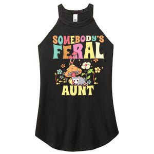 Somebody's Feral Aunt Opossum Wild Auntie Groovy Mushroom Women's Perfect Tri Rocker Tank